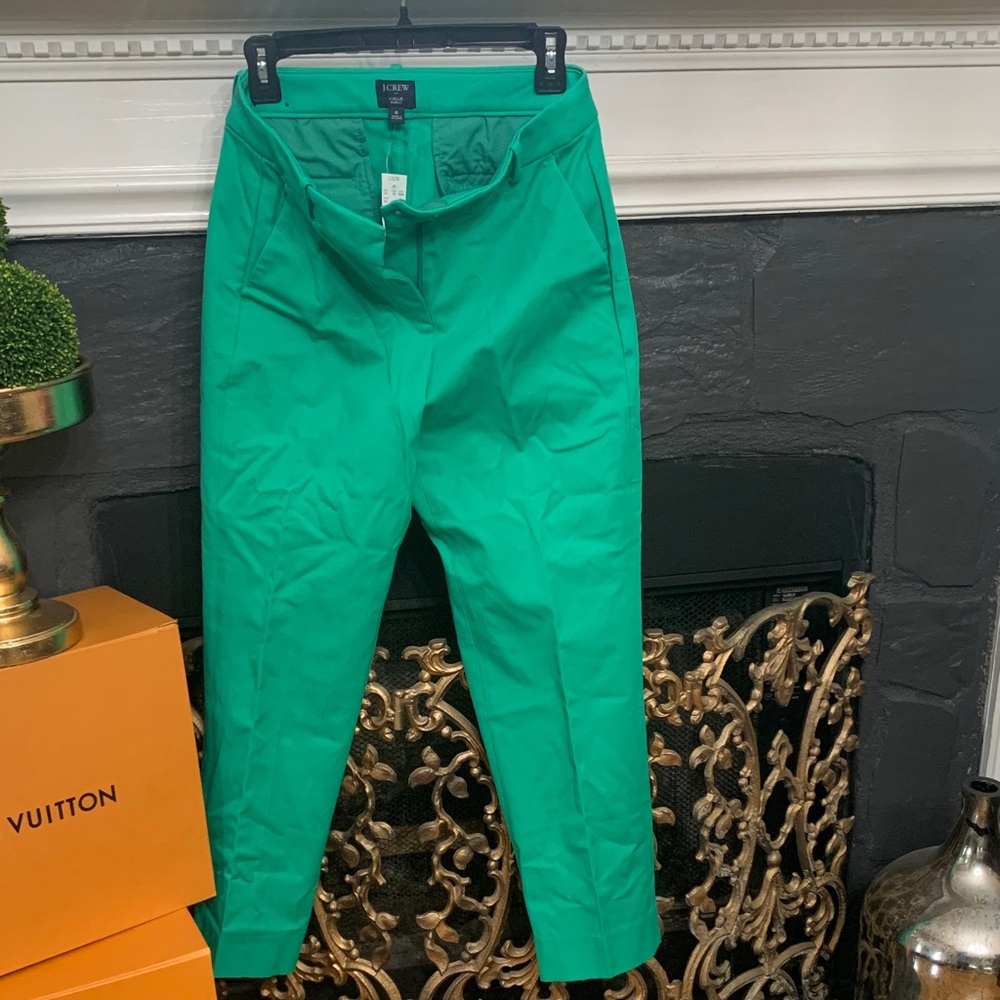 J. Crew Straight Leg Pants in Bright Emerald Green